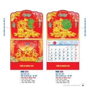 Lịch Bìa Treo 2027 NB Mẫu NB197D (29 x 41 cm) Cung Cấp Lịch Tết Doanh Nghiệp TP.HCM in logo doanh nghiệp quà tặng Tết tại Quà Tặng Miền Nam