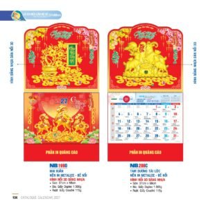Lịch Treo Tường Lò Xo 2027 NB Mẫu NB199D (37 x 68cm) Cung Cấp Lịch Tết Doanh Nghiệp TP.HCM in logo doanh nghiệp quà tặng Tết tại Quà Tặng Miền Nam