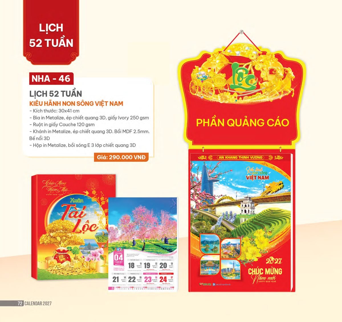 Lịch 52 Tuần 2027 NHA Mẫu NHA46 (30 x 41cm) Cung Cấp Lịch Tết Doanh Nghiệp TP.HCM Lịch 52 Tuần 2027 NHA Mẫu NHA46 (30 x 41cm) Cung Cấp Lịch Tết Doanh Nghiệp TP.HCM in logo doanh nghiệp quà tặng Tết tại Quà Tặng Miền Nam