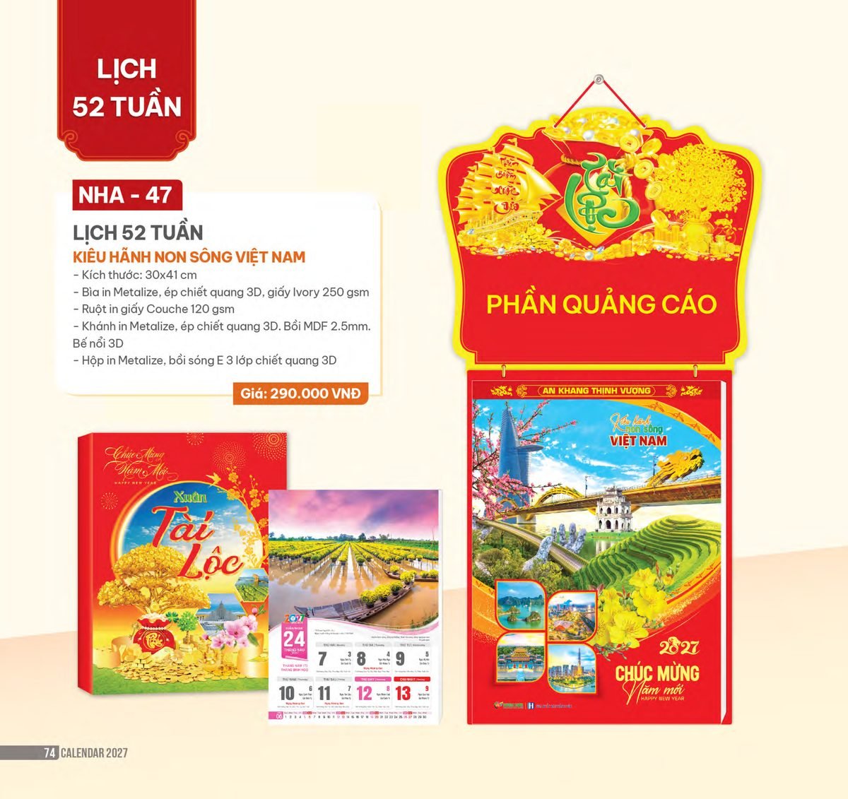 Lịch 52 Tuần 2027 NHA Mẫu NHA47 (30 x 41cm) Cung Cấp Lịch Tết Doanh Nghiệp TP.HCM Lịch 52 Tuần 2027 NHA Mẫu NHA47 (30 x 41cm) Cung Cấp Lịch Tết Doanh Nghiệp TP.HCM in logo doanh nghiệp quà tặng Tết tại Quà Tặng Miền Nam
