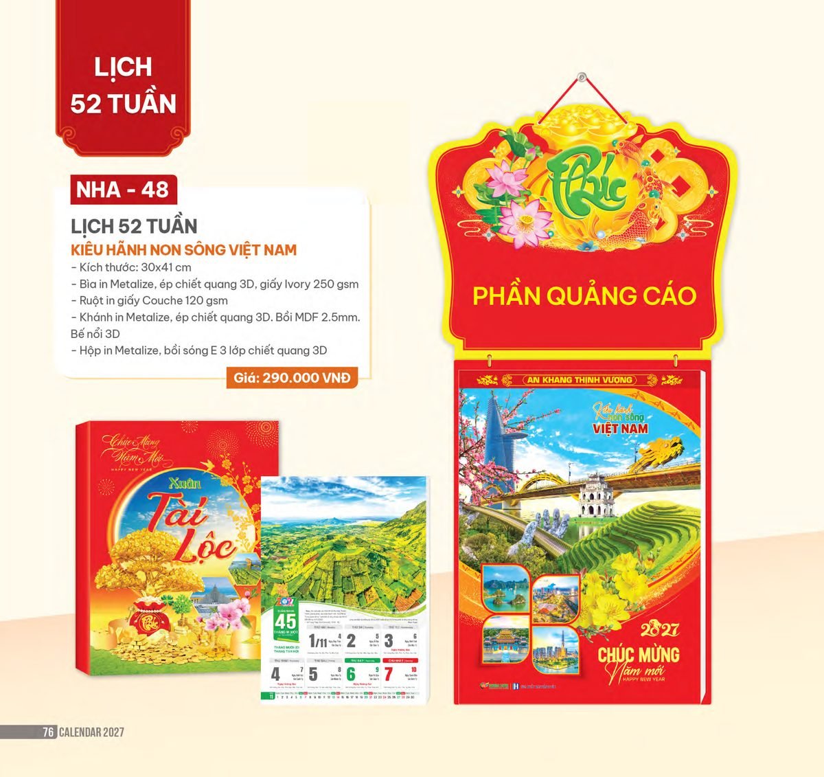 Lịch 52 Tuần 2027 NHA Mẫu NHA48 (30 x 41cm) Cung Cấp Lịch Tết Doanh Nghiệp TP.HCM Lịch 52 Tuần 2027 NHA Mẫu NHA48 (30 x 41cm) Cung Cấp Lịch Tết Doanh Nghiệp TP.HCM in logo doanh nghiệp quà tặng Tết tại Quà Tặng Miền Nam
