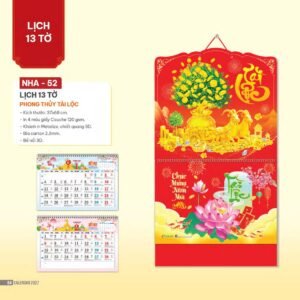 Lịch Bìa Treo 2027 NHA Mẫu NHA52 (37 x 68cm) Cung Cấp Lịch Tết Doanh Nghiệp TP.HCM in logo doanh nghiệp quà tặng Tết tại Quà Tặng Miền Nam