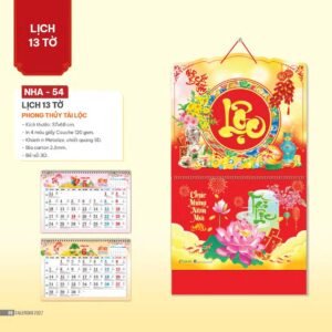 Lịch Bìa Treo 2027 NHA Mẫu NHA54 (37 x 68cm) Cung Cấp Lịch Tết Doanh Nghiệp TP.HCM in logo doanh nghiệp quà tặng Tết tại Quà Tặng Miền Nam