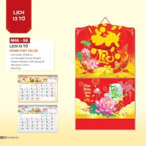 Lịch Bìa Treo 2027 NHA Mẫu NHA56 (37 x 68cm) Cung Cấp Lịch Tết Doanh Nghiệp TP.HCM in logo doanh nghiệp quà tặng Tết tại Quà Tặng Miền Nam