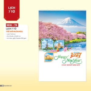 Lịch Treo Tường Lò Xo 2027 NHA Mẫu NHA74 - Thế Giới Muôn Màu (40 x 60cm) Cung Cấp Lịch Tết Doanh Nghiệp TP.HCM in logo doanh nghiệp quà tặng Tết tại Quà Tặng Miền Nam