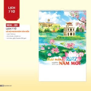 Lịch Treo Tường Lò Xo 2027 NHA Mẫu NHA80 (40 x 60cm) Cung Cấp Lịch Tết Doanh Nghiệp TP.HCM in logo doanh nghiệp quà tặng Tết tại Quà Tặng Miền Nam