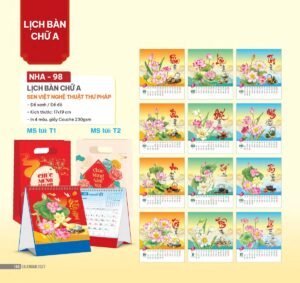 Lịch Bàn Chữ A 2027 NHA Mẫu NHA98 (17 x 19cm) Cung Cấp Lịch Tết Doanh Nghiệp TP.HCM in logo doanh nghiệp quà tặng Tết tại Quà Tặng Miền Nam