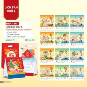 Lịch Bàn Chữ A 2027 NHA Mẫu NHA98 (17 x 19cm) Cung Cấp Lịch Tết Doanh Nghiệp TP.HCM in logo doanh nghiệp quà tặng Tết tại Quà Tặng Miền Nam