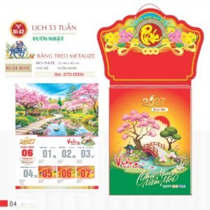 Lịch Treo Tường Lò Xo 2027 TD Mẫu TD42 (40 x 60 cm) Cung Cấp Lịch Tết Doanh Nghiệp TP.HCM in logo doanh nghiệp quà tặng Tết tại Quà Tặng Miền Nam