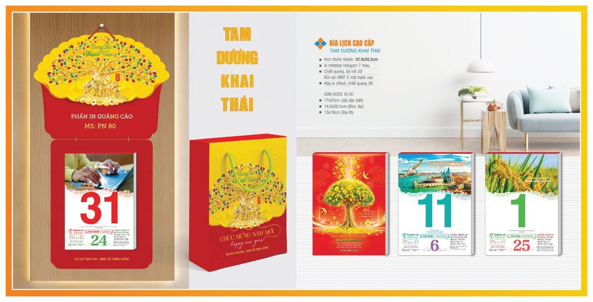 Bìa Lịch Treo Gắn Bloc TPNBIA02 Cung Cấp Lịch Tết Doanh Nghiệp TP.HCM