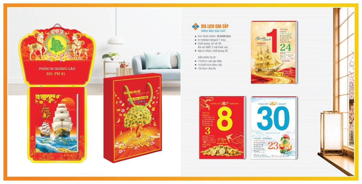 Bìa Lịch Treo Gắn Bloc TPNBIA03 Cung Cấp Lịch Tết Doanh Nghiệp TP.HCM