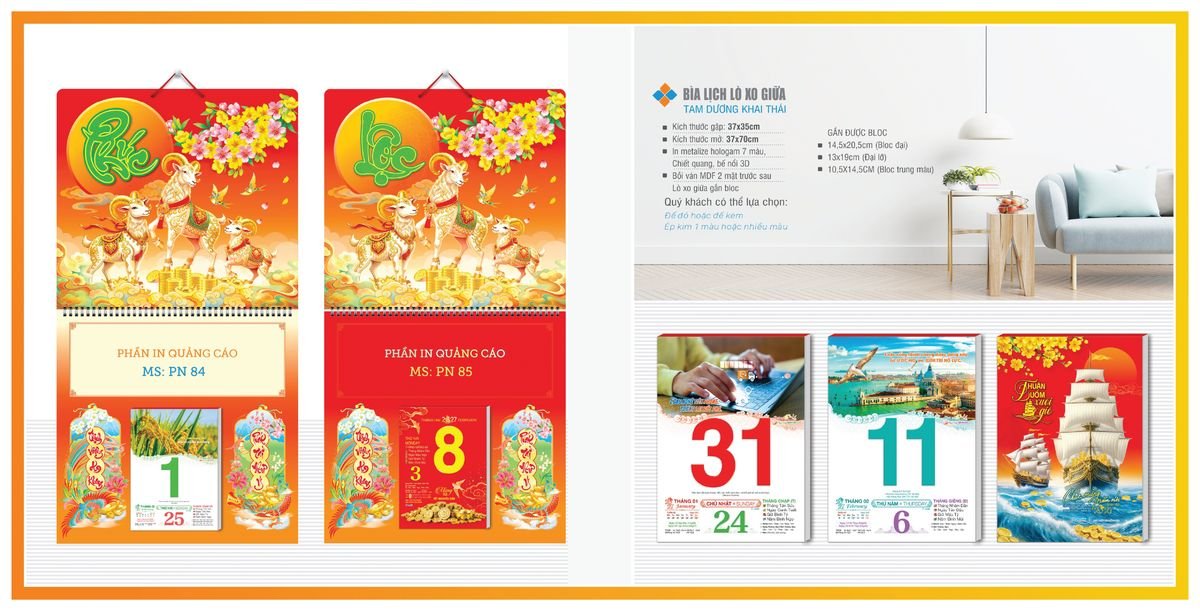 Bìa Lịch Treo Gắn Bloc TPNBIA05 Cung Cấp Lịch Tết Doanh Nghiệp TP.HCM