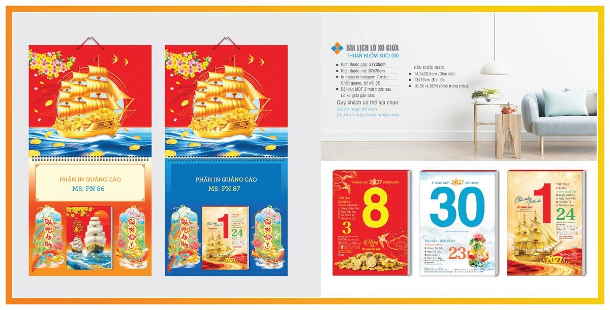 Bìa Lịch Treo Gắn Bloc TPNBIA06 Cung Cấp Lịch Tết Doanh Nghiệp TP.HCM