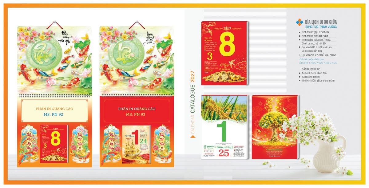 Bìa Lịch Treo Gắn Bloc TPNBIA09 Cung Cấp Lịch Tết Doanh Nghiệp TP.HCM