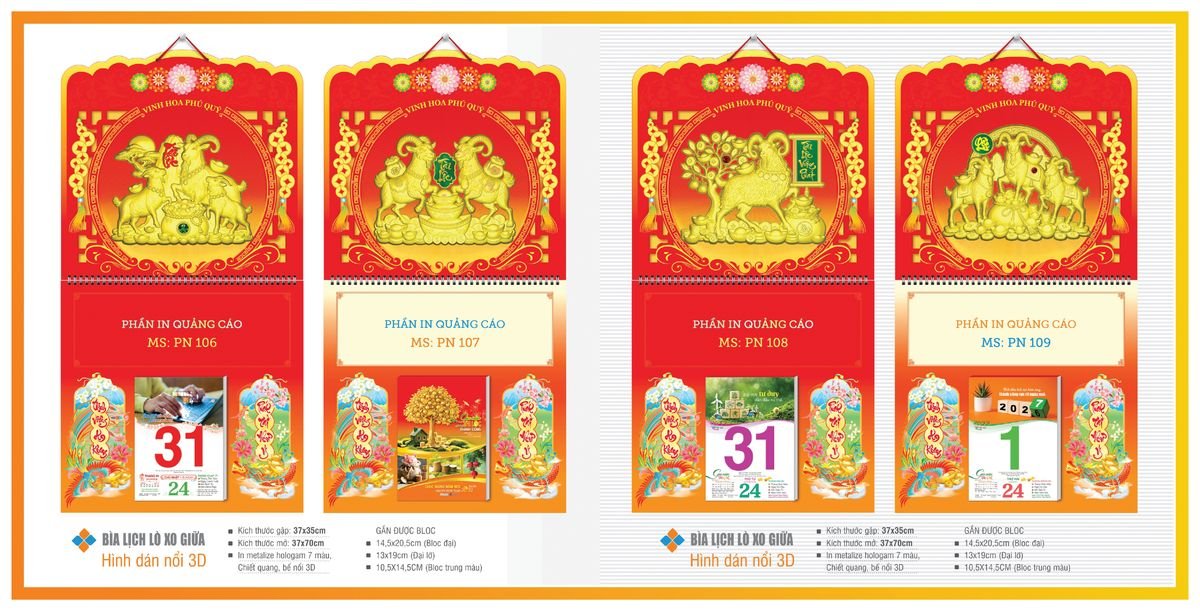 Bìa Lịch Treo Gắn Bloc TPNBIA14 Cung Cấp Lịch Tết Doanh Nghiệp TP.HCM