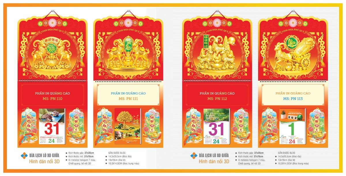 Bìa Lịch Treo Gắn Bloc TPNBIA15 Cung Cấp Lịch Tết Doanh Nghiệp TP.HCM