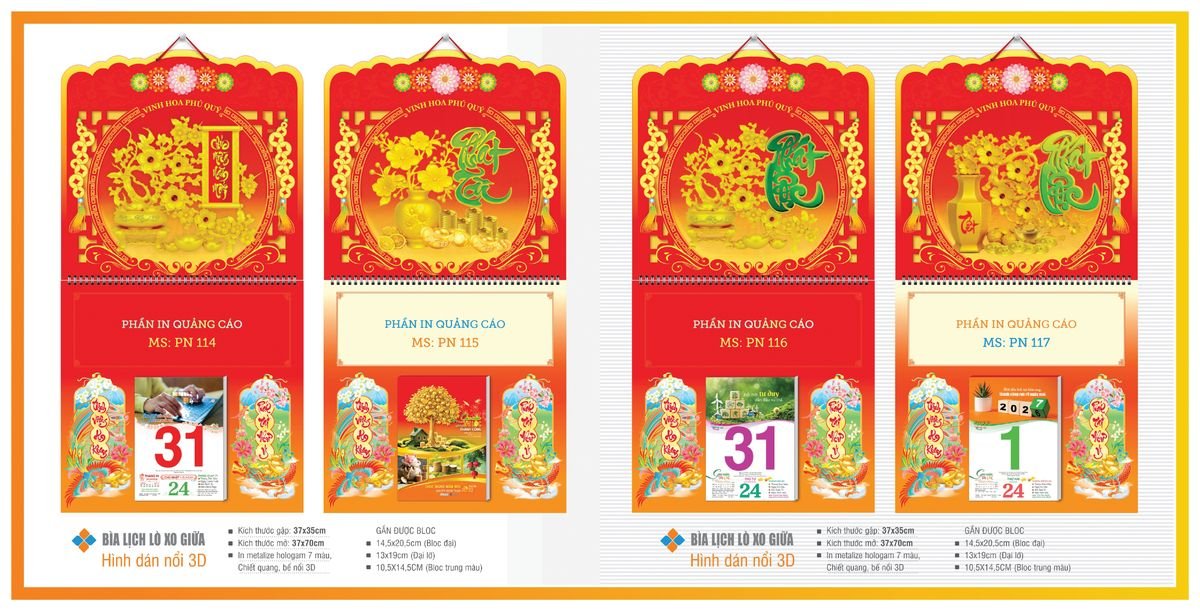 Bìa Lịch Treo Gắn Bloc TPNBIA16 Cung Cấp Lịch Tết Doanh Nghiệp TP.HCM