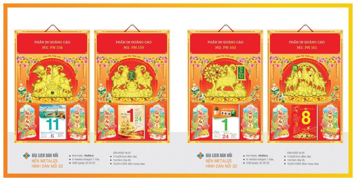 Bìa Lịch Treo Gắn Bloc Tân Phương Nam TPNBIA27 Cung Cấp Lịch Tết Doanh Nghiệp TP.HCM