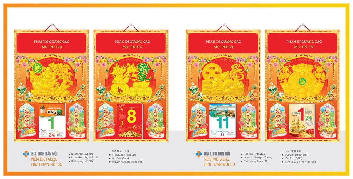 Bìa Lịch Treo Gắn Bloc Tân Phương Nam TPNBIA30 Cung Cấp Lịch Tết Doanh Nghiệp TP.HCM