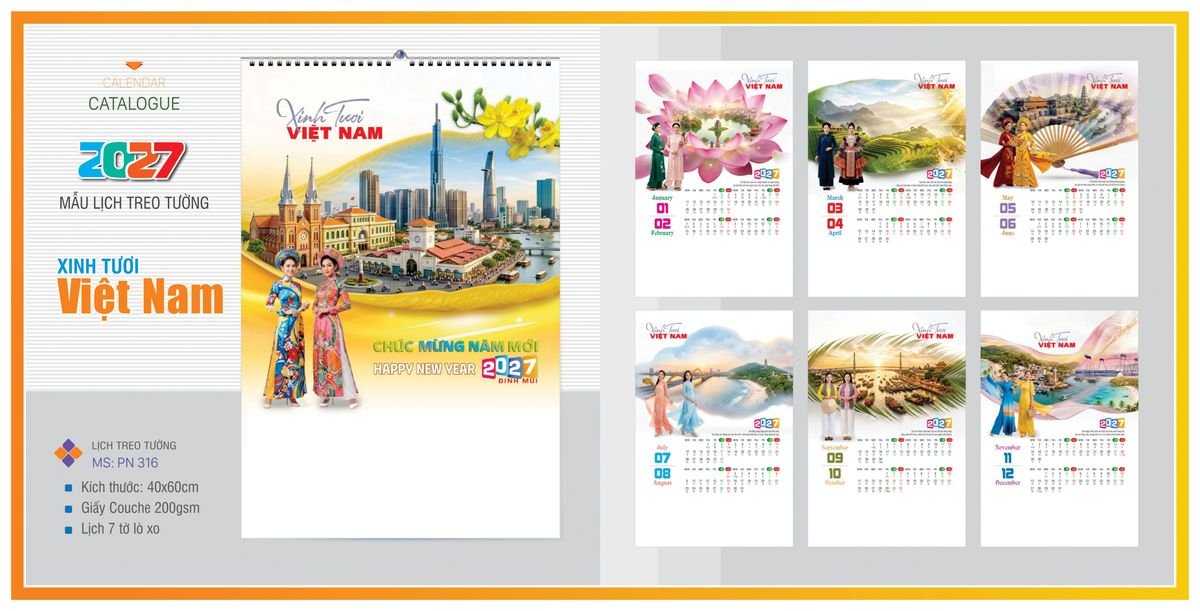 Lịch 7 Tờ Lò Xo Tân Phương Nam TPNLX06 Cung Cấp Lịch Tết Doanh Nghiệp TP.HCM