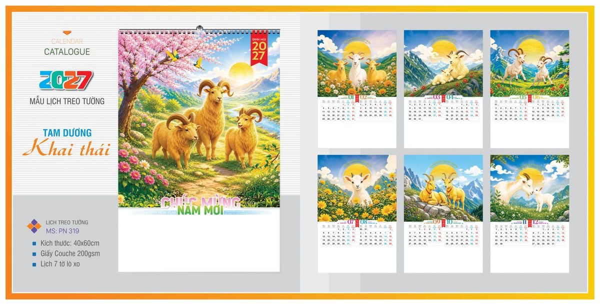 Lịch 7 Tờ Lò Xo Tân Phương Nam TPNLX09 Cung Cấp Lịch Tết Doanh Nghiệp TP.HCM